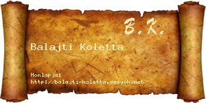 Balajti Koletta névjegykártya